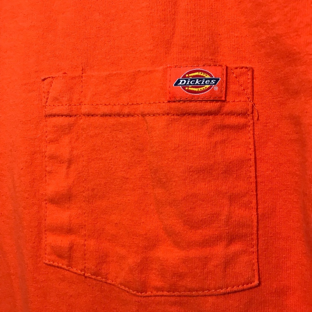 FREE Dickies Fun Bright Orange Short Sleeve Work Pocket Tee T-Shirt GUC Medium M - Picture 6 of 8